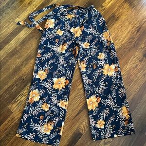 Blue Rain Navy Floral Pants